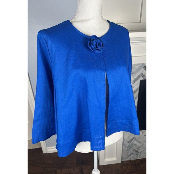 Vintage Y2K Richard Malcolm Cobalt Blue Jacket Size Large 100% Linen Button - Picture 11 of 12